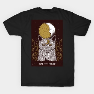 Tarot Card Moon Sun And Cat Crescent Occult Spiritual Gothic Witch T-Shirt